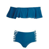 Madeline Off Shoulder Ruffle Bandeau Two Piece Bikini - 5 Colors Blue / S