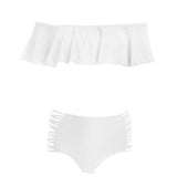 Madeline Off Shoulder Ruffle Bandeau Two Piece Bikini - 5 Colors White / S