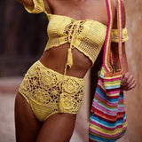 ALANA Boho Crochet Two Piece High Waist Bikini - 5 Colors