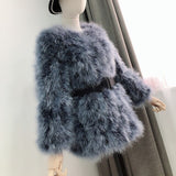 Ostrich Feather Jacket - Light Grey