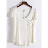 Premium Soft Basic Pocket T Shirt - 4 Colors Cream / S Women