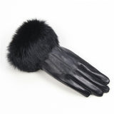 Fur Cuff Genuine Leather Gloves