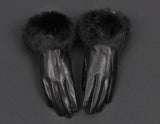 Fur Cuff Genuine Leather Gloves