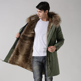 Men's Fur Lined Green Convertible Parka