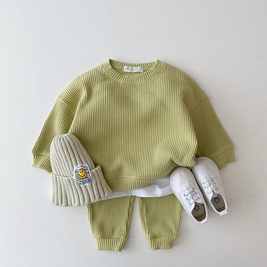 Waffle Knit Sweatshirt & Jogger Pants- Set – Pomkin