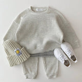 Waffle Knit Sweatshirt & Jogger Pants- Set