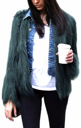 Bridget Faux Fur Jacket - Emerald Green