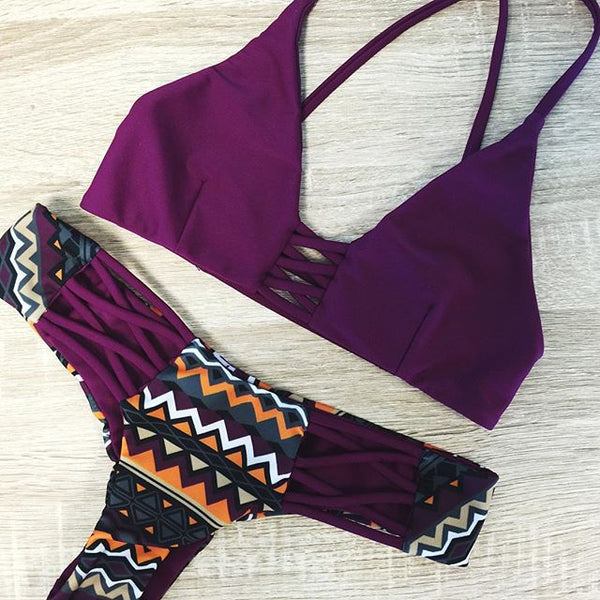 TRIBAL QUEST Violet Two Piece Bikini