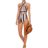 LORI Striped One Piece Tie Bikini