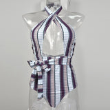 LORI Striped One Piece Tie Bikini