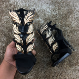 MILANI Black/Gold Leather Sandals