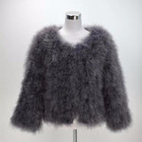 Ostrich Feather Jacket - Dark Grey