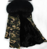 Black Fur Camo Parka