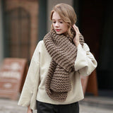 Handmade Chunky Knitted Scarf - Brown