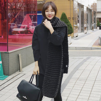Handmade Chunky Knitted Scarf - Black