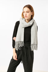 Light Grey Cashmere Blend Scarf 200x70 cm