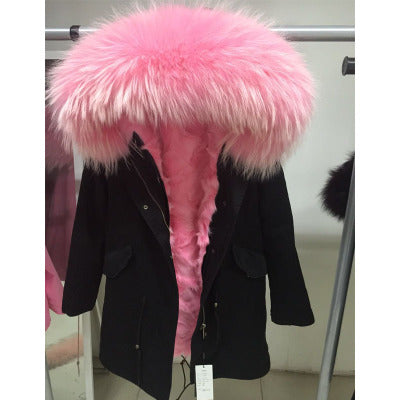 Pink Fur Black Parka