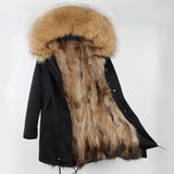 Real Fur Hood Black Warm Winter Parka