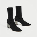 GILLIAN Silver Heel Sock Boot