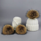 White Pomkin Hat & Scarf Set