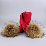 Kids Red Pomkin Hat + Scarf Set