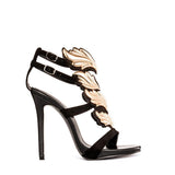 MILANI Black/Gold Leather Sandals