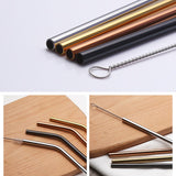 Set of 4 Stainless Steel Straws + 1 Cleaner Brush