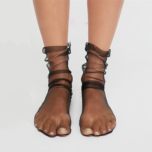 TULLE Black Nylon Sheer Socks – Pomkin