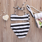Girls Sailor Striped Gold Bow Swimsuit 2-7 years