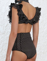 RIO Polka Dot Black Two Piece High Waist Bikini
