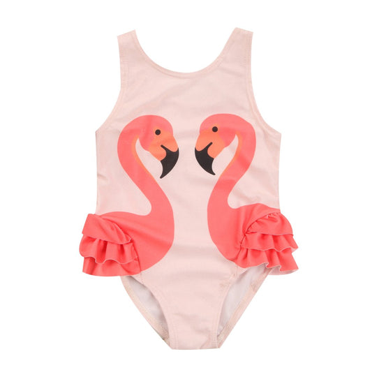 Girls Pink Flamingo Swimsuit Size 6 mo - 4 years