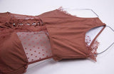 GISELE Burnt Orange Lace Detail One Piece