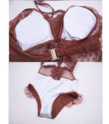 GISELE Burnt Orange Lace Detail One Piece