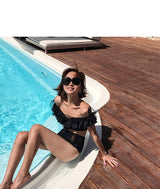 RIO Polka Dot Black Two Piece High Waist Bikini