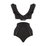 RIO Polka Dot Black Two Piece High Waist Bikini