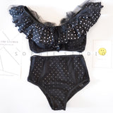 RIO Polka Dot Black Two Piece High Waist Bikini