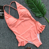 CHRISTINA Cheeky One Piece Frilly Hips and Deep V Neckline