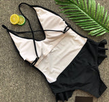 CHRISTINA Cheeky One Piece Frilly Hips and Deep V Neckline