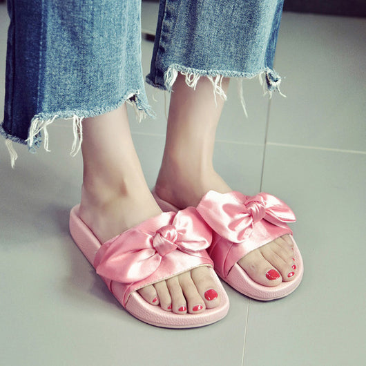 Bow Tie Pink Bow Slippers Summer Bow Tie Slippers – Pomkin
