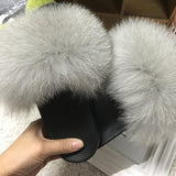 Fur Slides Slippers - Ice Grey