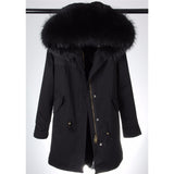 All Black Fur Coat Parka