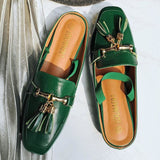Slip On Tassel Loafer Mules - 3 Colors Green / 5 Women