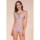 Vera Bandage Buckle Bodysuit Bikini Dusty Rose / S